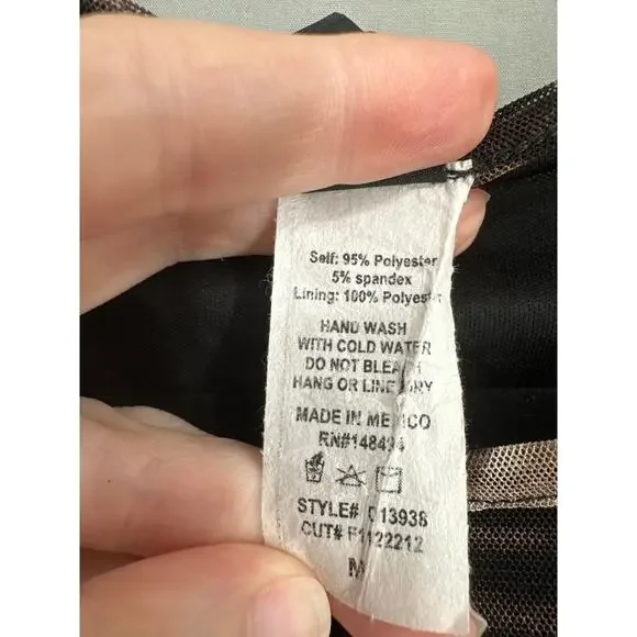 Windsor Dress Womens Medium Brown Mini Marble Print Stretch Mesh Sleeves Party - Picture 4 of 8